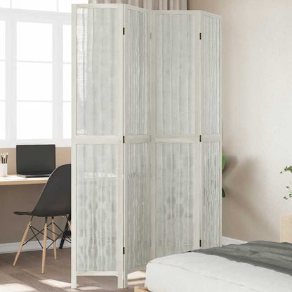 Divisorio Ambienti 4Pannelli Bianco Legno Massello di Paulownia | homemem39