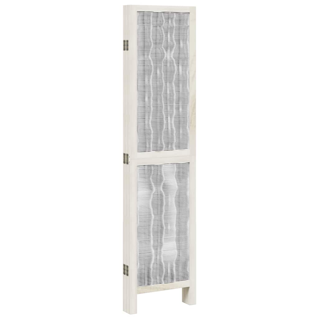 Divisorio Ambienti 5Pannelli Bianco Legno Massello di Paulownia - homemem39