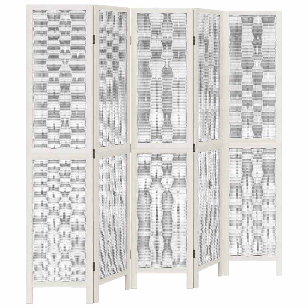 Divisorio Ambienti 5Pannelli Bianco Legno Massello di Paulownia | homemem39