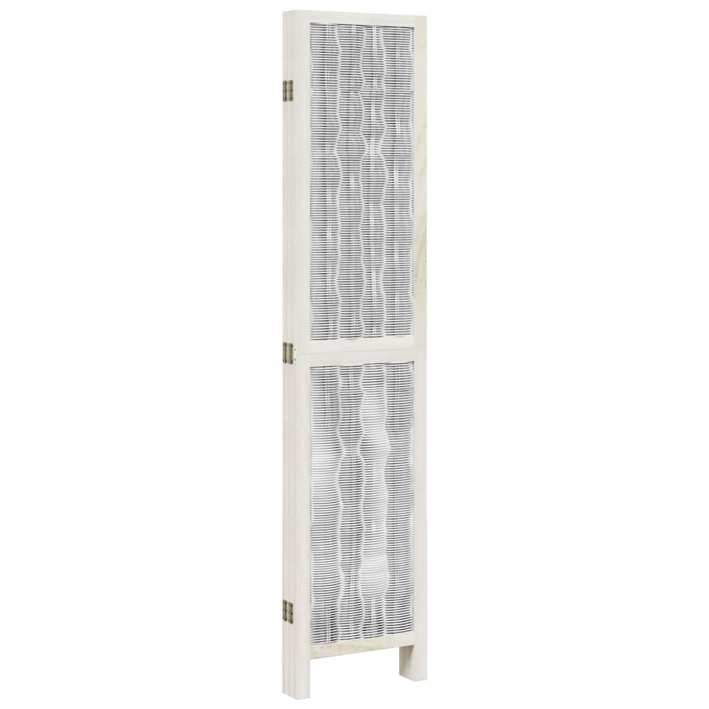 Divisorio Ambienti 5Pannelli Bianco Legno Massello di Paulownia - homemem39