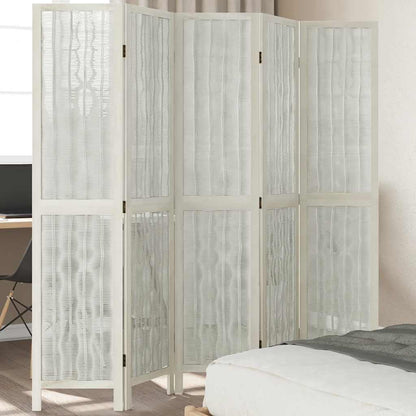 Divisorio Ambienti 5Pannelli Bianco Legno Massello di Paulownia | homemem39
