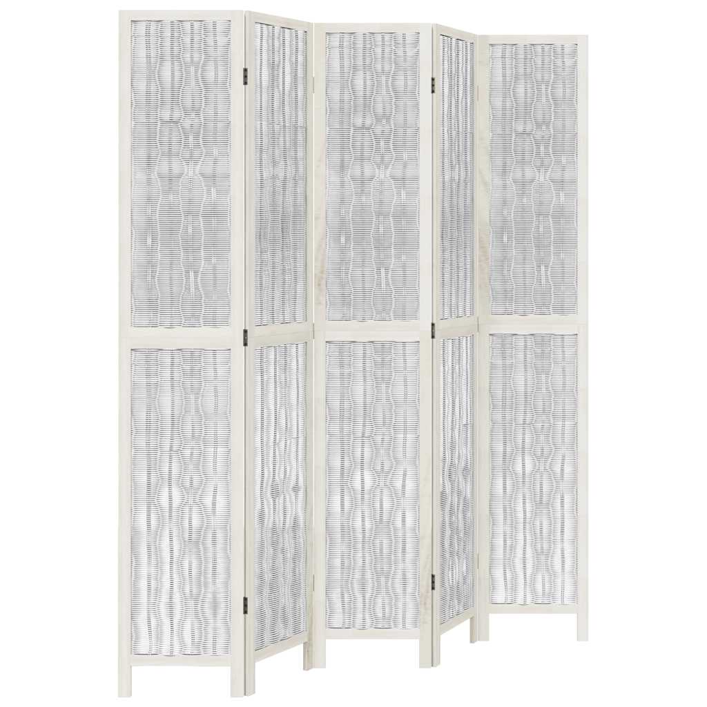 Divisorio Ambienti 5Pannelli Bianco Legno Massello di Paulownia | homemem39