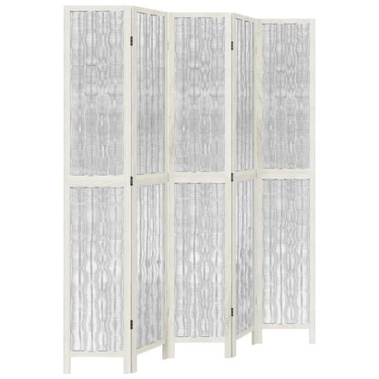 Divisorio Ambienti 5Pannelli Bianco Legno Massello di Paulownia | homemem39