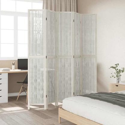 Divisorio Ambienti 5Pannelli Bianco Legno Massello di Paulownia | homemem39