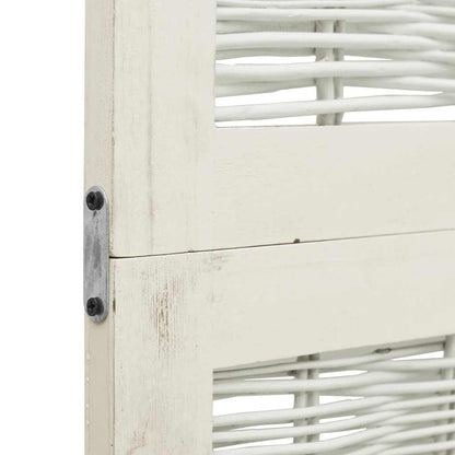 Divisorio Ambienti 5Pannelli Bianco Legno Massello di Paulownia - homemem39