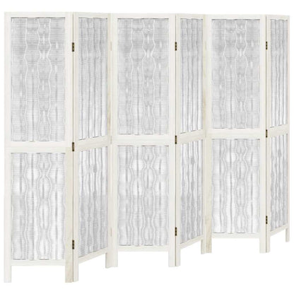 Divisorio Ambienti 6Pannelli Bianco Legno Massello di Paulownia - homemem39