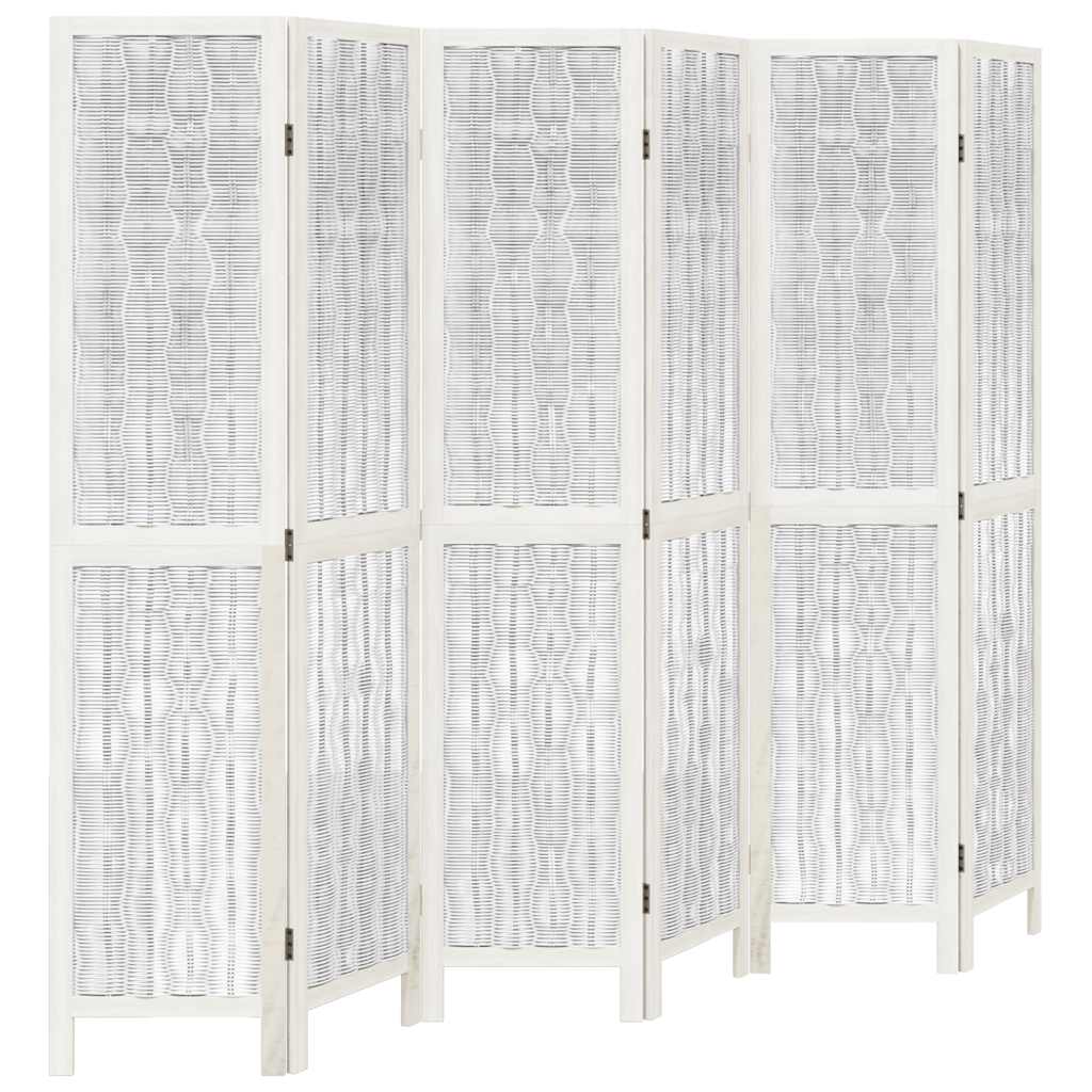 Divisorio Ambienti 6Pannelli Bianco Legno Massello di Paulownia - homemem39