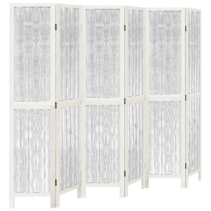 Divisorio Ambienti 6Pannelli Bianco Legno Massello di Paulownia - homemem39