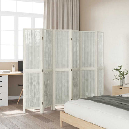 Divisorio Ambienti 6Pannelli Bianco Legno Massello di Paulownia - homemem39
