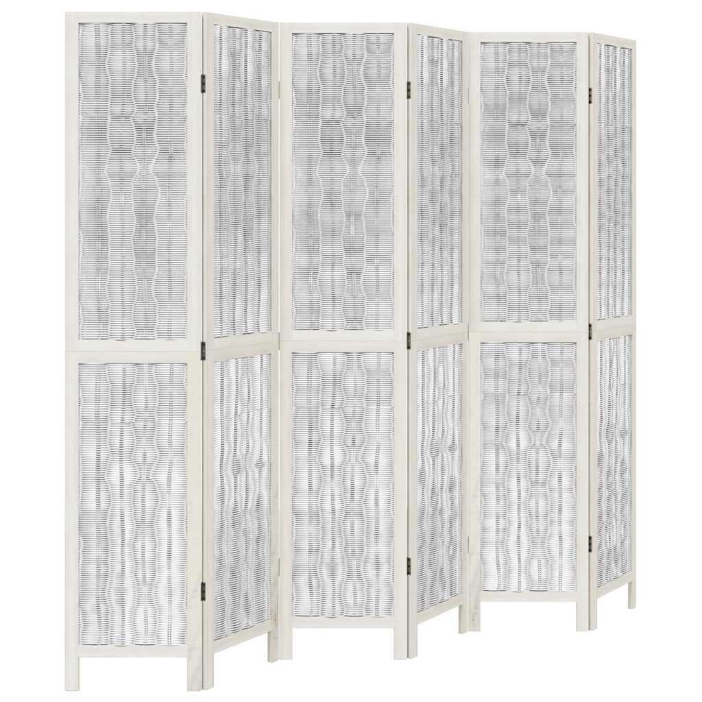 Divisorio Ambienti 6Pannelli Bianco Legno Massello di Paulownia - homemem39