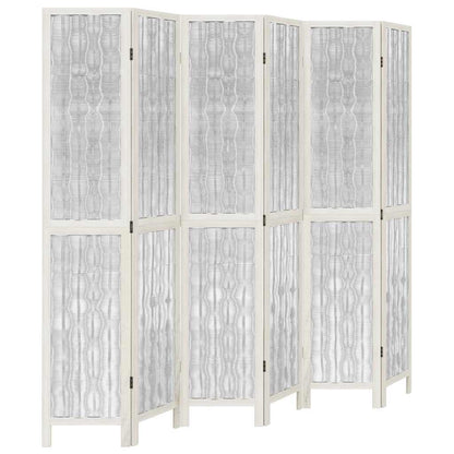 Divisorio Ambienti 6Pannelli Bianco Legno Massello di Paulownia - homemem39