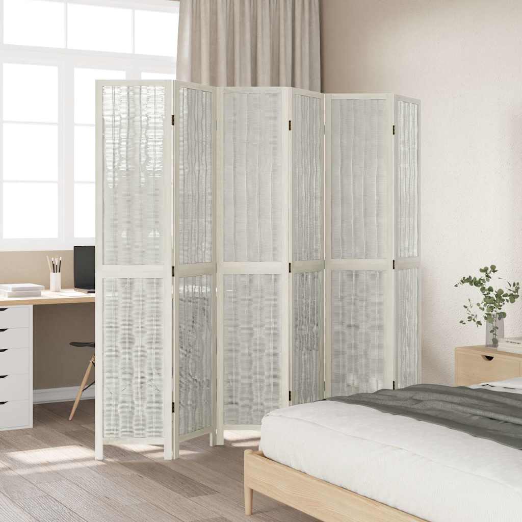 Divisorio Ambienti 6Pannelli Bianco Legno Massello di Paulownia | homemem39