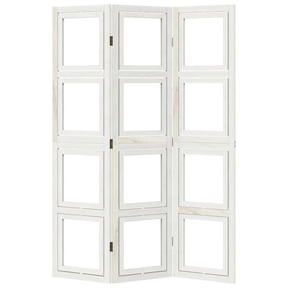 Divisorio Ambienti 3Pannelli Bianco Legno Massello di Paulownia