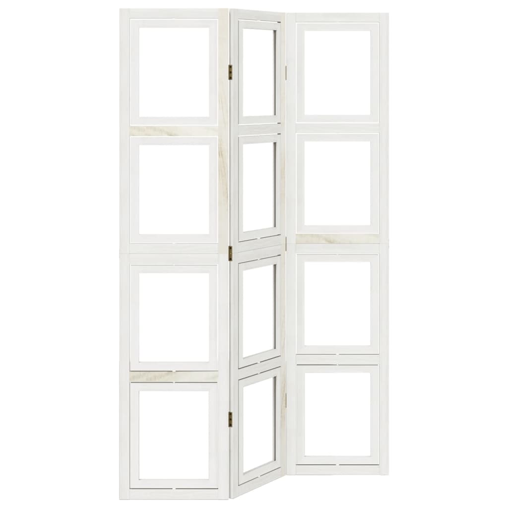 Divisorio Ambienti 3Pannelli Bianco Legno Massello di Paulownia - homemem39