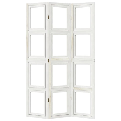 Divisorio Ambienti 3Pannelli Bianco Legno Massello di Paulownia - homemem39