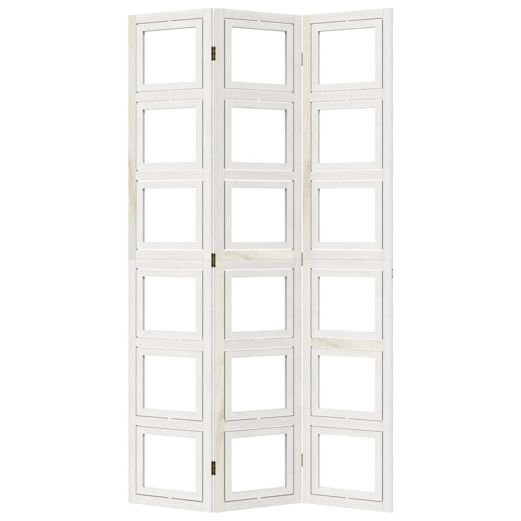 Divisorio Ambienti 3Pannelli Bianco Legno Massello di Paulownia - homemem39