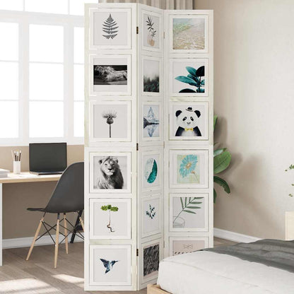 Divisorio Ambienti 3Pannelli Bianco Legno Massello di Paulownia