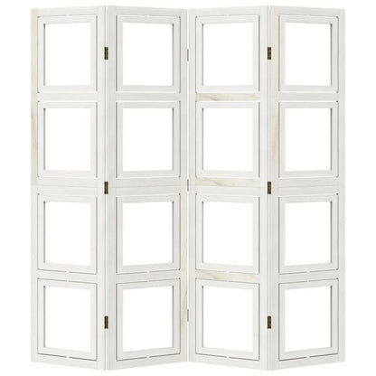 Divisorio Ambienti 4Pannelli Bianco Legno Massello di Paulownia - homemem39