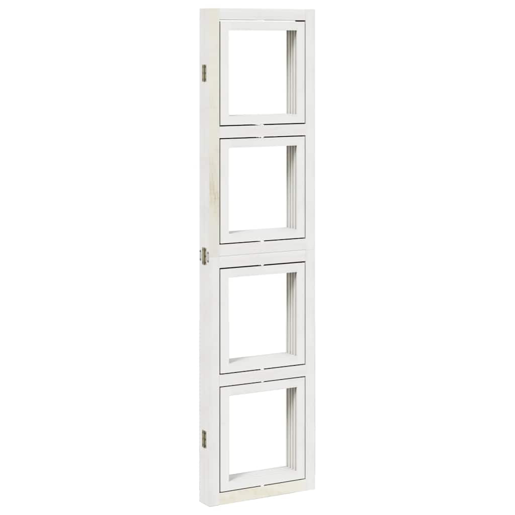 Divisorio Ambienti 4Pannelli Bianco Legno Massello di Paulownia - homemem39