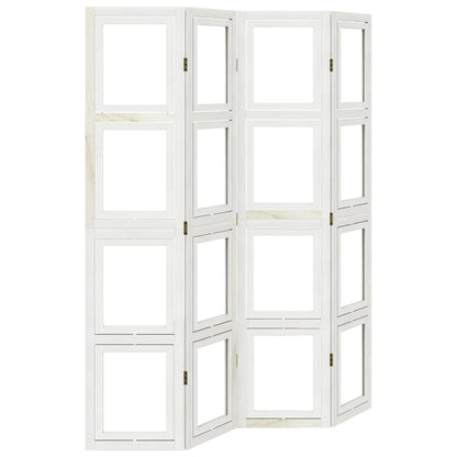 Divisorio Ambienti 4Pannelli Bianco Legno Massello di Paulownia - homemem39