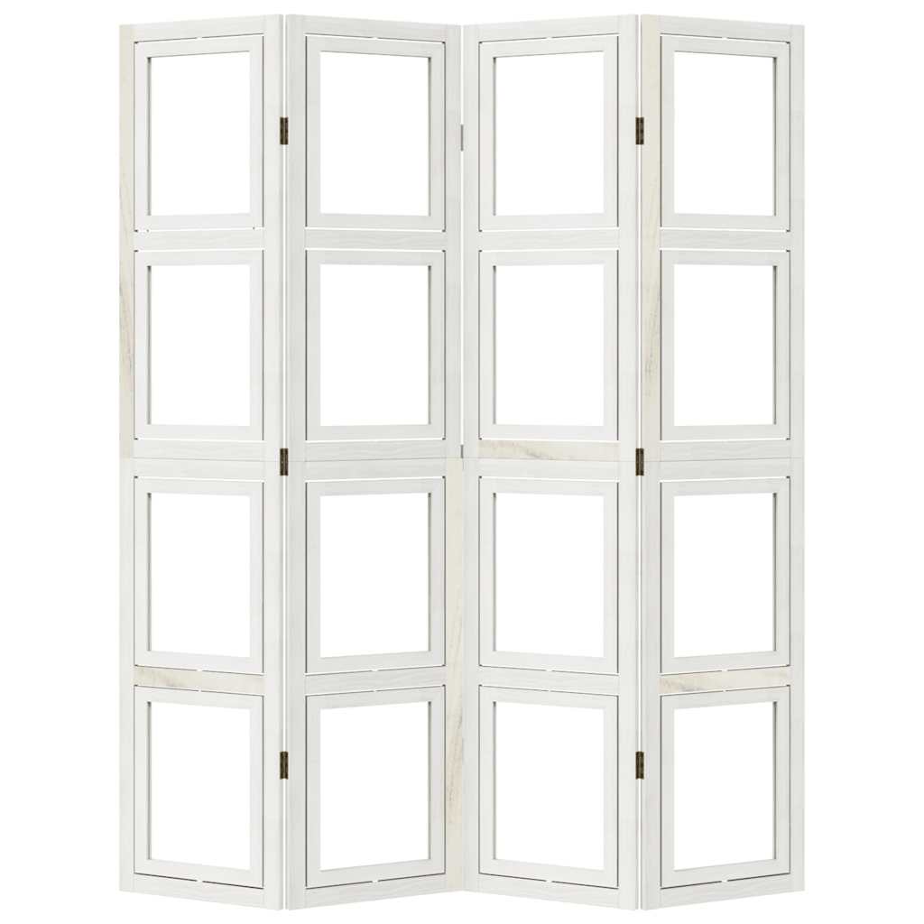 Divisorio Ambienti 4Pannelli Bianco Legno Massello di Paulownia - homemem39