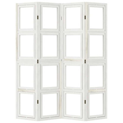 Divisorio Ambienti 4Pannelli Bianco Legno Massello di Paulownia - homemem39