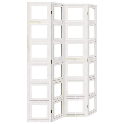 Divisorio Ambienti 4Pannelli Bianco Legno Massello di Paulownia - homemem39