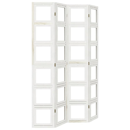 Divisorio Ambienti 4Pannelli Bianco Legno Massello di Paulownia