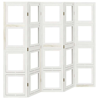 Divisorio Ambienti 5Pannelli Bianco Legno Massello di Paulownia - homemem39
