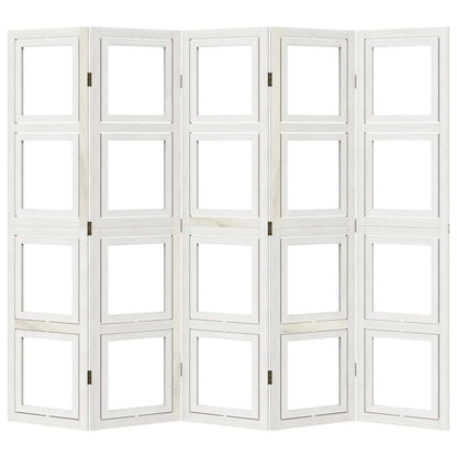 Divisorio Ambienti 5Pannelli Bianco Legno Massello di Paulownia | homemem39