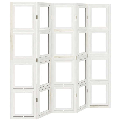 Divisorio Ambienti 5Pannelli Bianco Legno Massello di Paulownia - homemem39