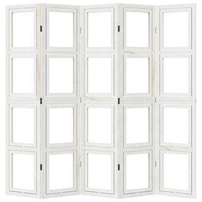 Divisorio Ambienti 5Pannelli Bianco Legno Massello di Paulownia | homemem39