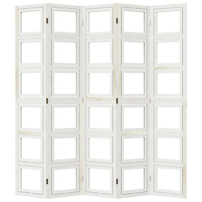 Divisorio Ambienti 5Pannelli Bianco Legno Massello di Paulownia