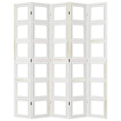 Divisorio Ambienti 5Pannelli Bianco Legno Massello di Paulownia | homemem39