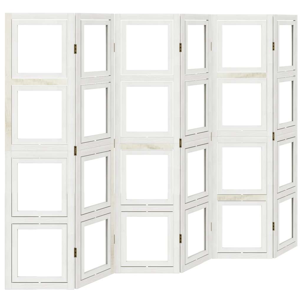 Divisorio Ambienti 6Pannelli Bianco Legno Massello di Paulownia - homemem39