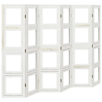 Divisorio Ambienti 6Pannelli Bianco Legno Massello di Paulownia - homemem39