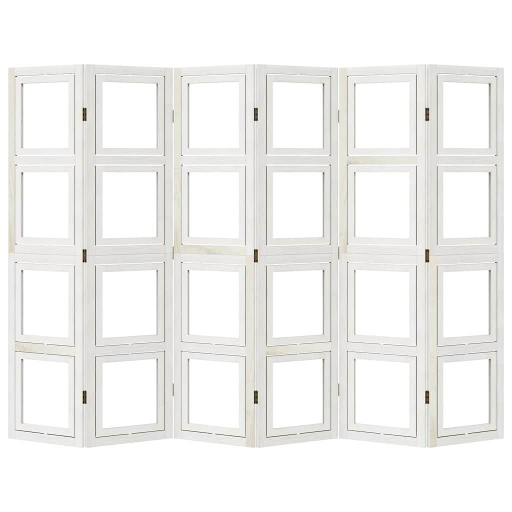 Divisorio Ambienti 6Pannelli Bianco Legno Massello di Paulownia - homemem39