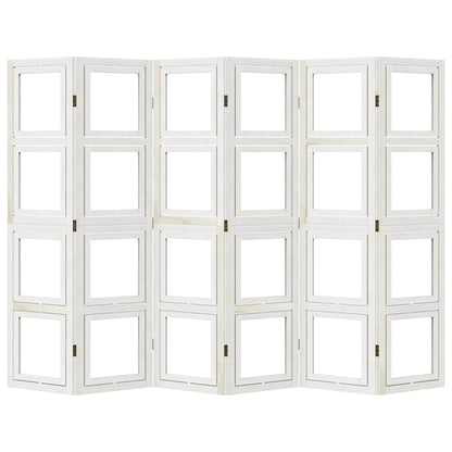 Divisorio Ambienti 6Pannelli Bianco Legno Massello di Paulownia - homemem39