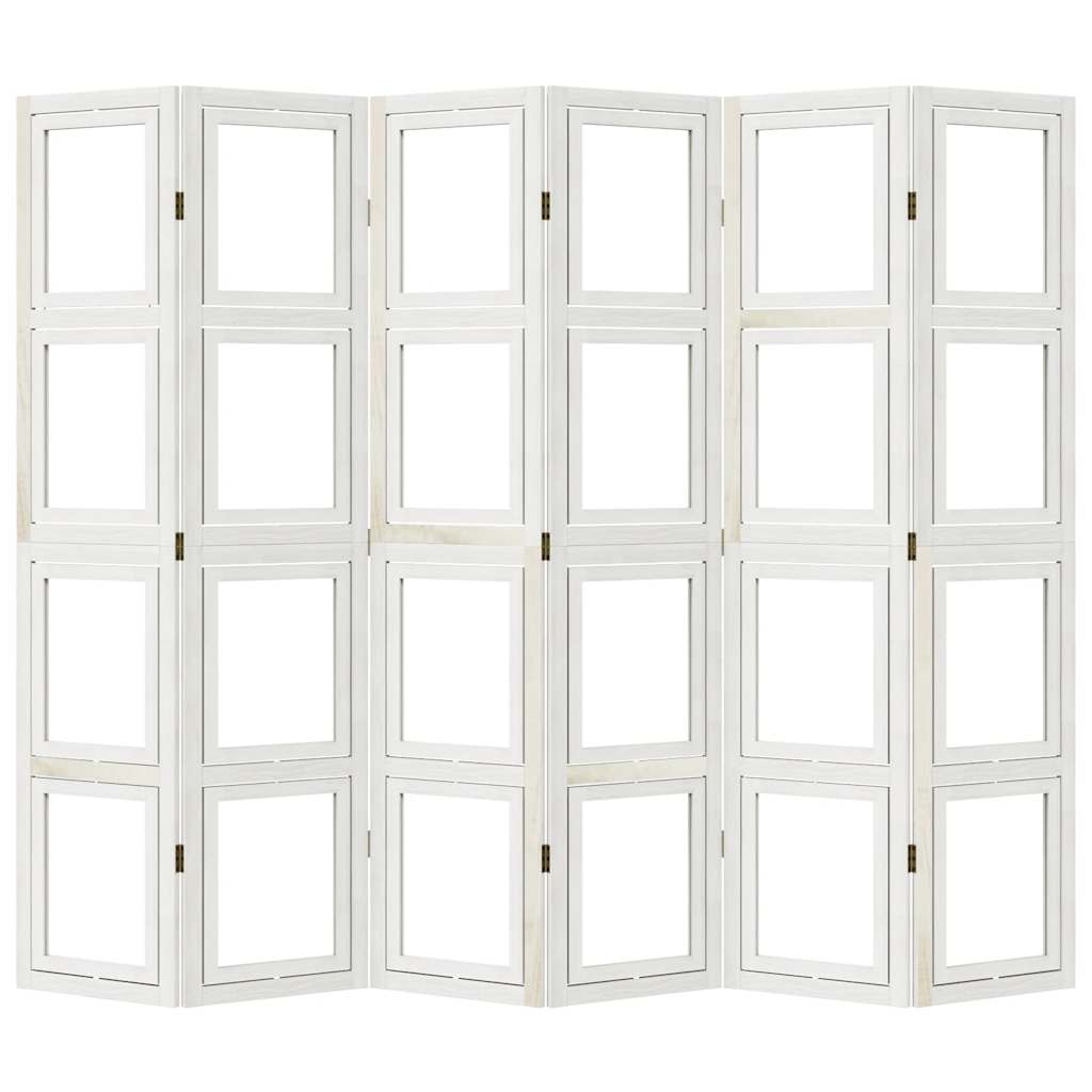 Divisorio Ambienti 6Pannelli Bianco Legno Massello di Paulownia - homemem39