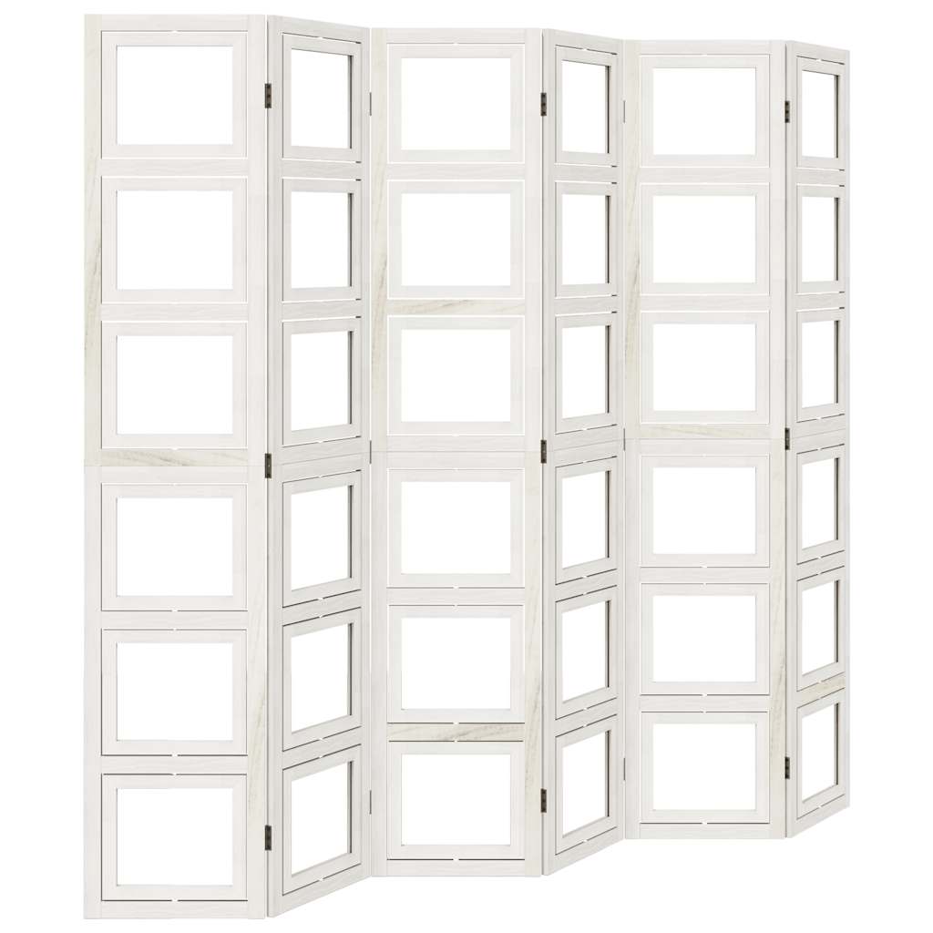 Divisorio Ambienti 6Pannelli Bianco Legno Massello di Paulownia | homemem39