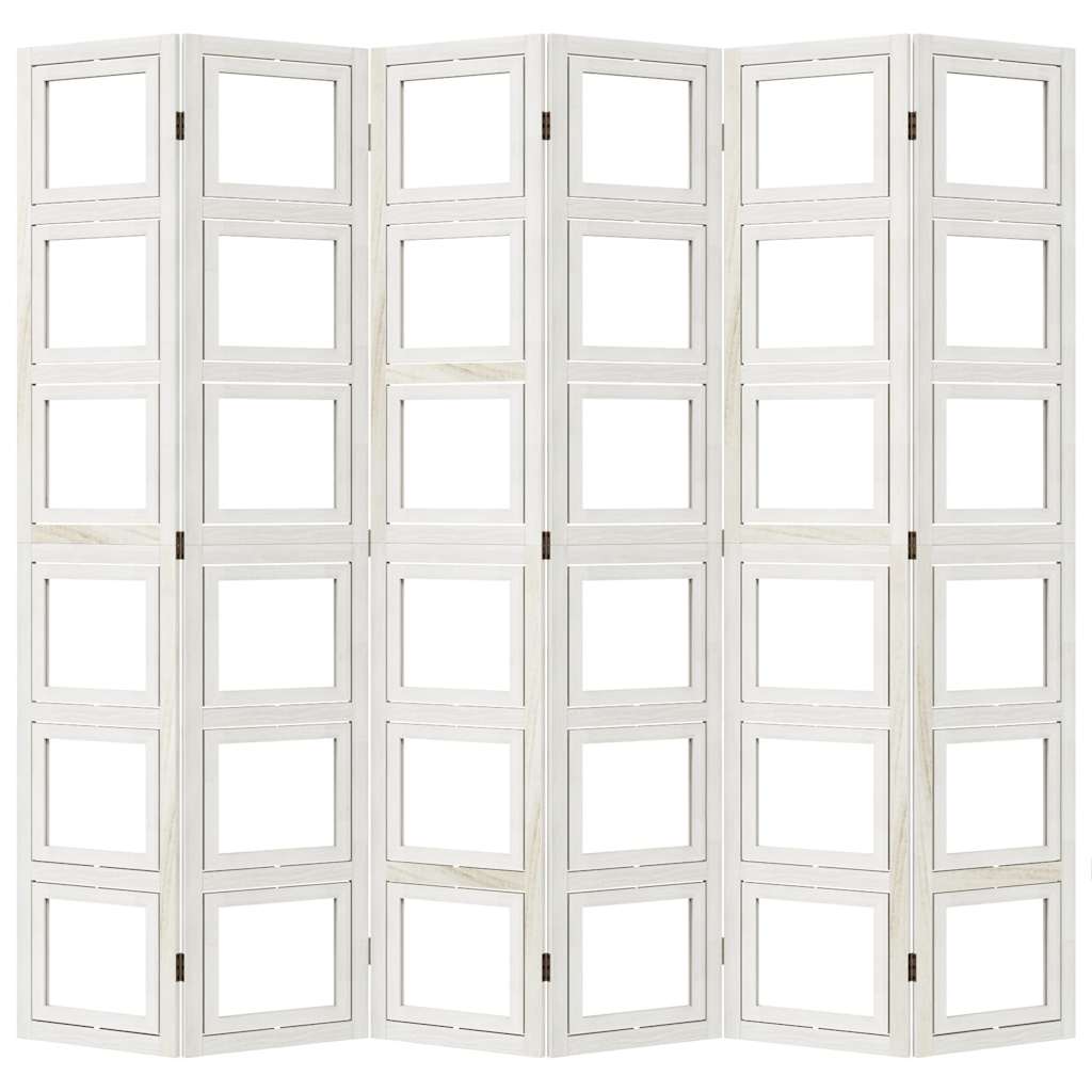 Divisorio Ambienti 6Pannelli Bianco Legno Massello di Paulownia - homemem39