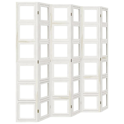 Divisorio Ambienti 6Pannelli Bianco Legno Massello di Paulownia - homemem39