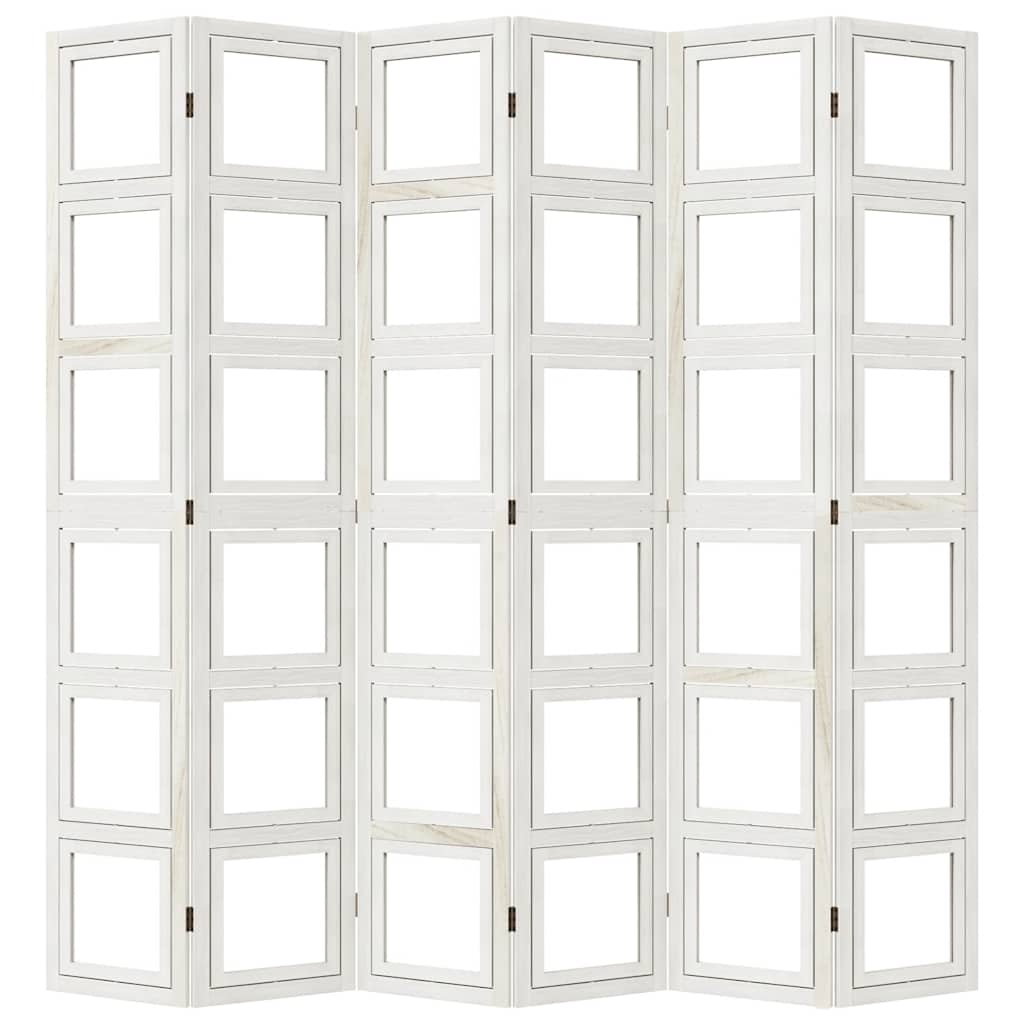 Divisorio Ambienti 6Pannelli Bianco Legno Massello di Paulownia - homemem39