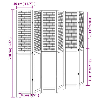 Divisorio Ambienti 6 Pannelli Marrone Scuro Massello Paulownia