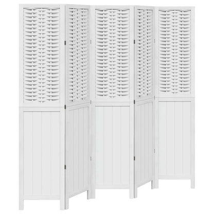Divisorio Ambienti 5Pannelli Bianco Legno Massello di Paulownia | homemem39