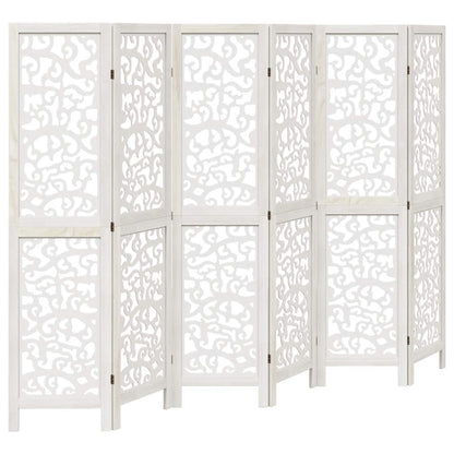 Divisorio Ambienti 6Pannelli Bianco Legno Massello di Paulownia