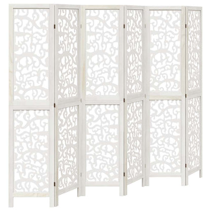 Divisorio Ambienti 6Pannelli Bianco Legno Massello di Paulownia