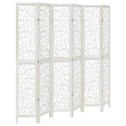 Divisorio Ambienti 6Pannelli Bianco Legno Massello di Paulownia