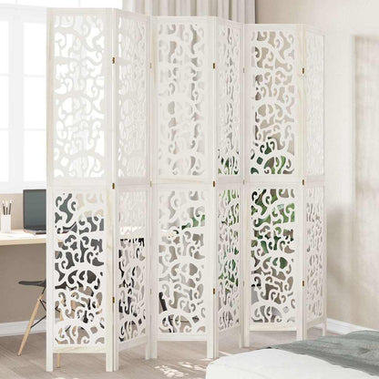 Divisorio Ambienti 6Pannelli Bianco Legno Massello di Paulownia