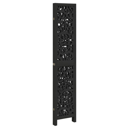 Divisorio Ambienti 4 Pannelli Nero Legno Massello di Paulownia - homemem39